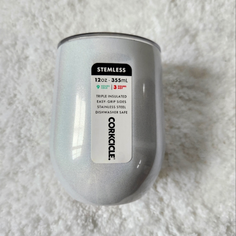 Corkcicle 12oz stemless Shimmery White